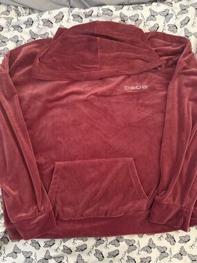 bebe Plush Velour Hoodie in Rosewood